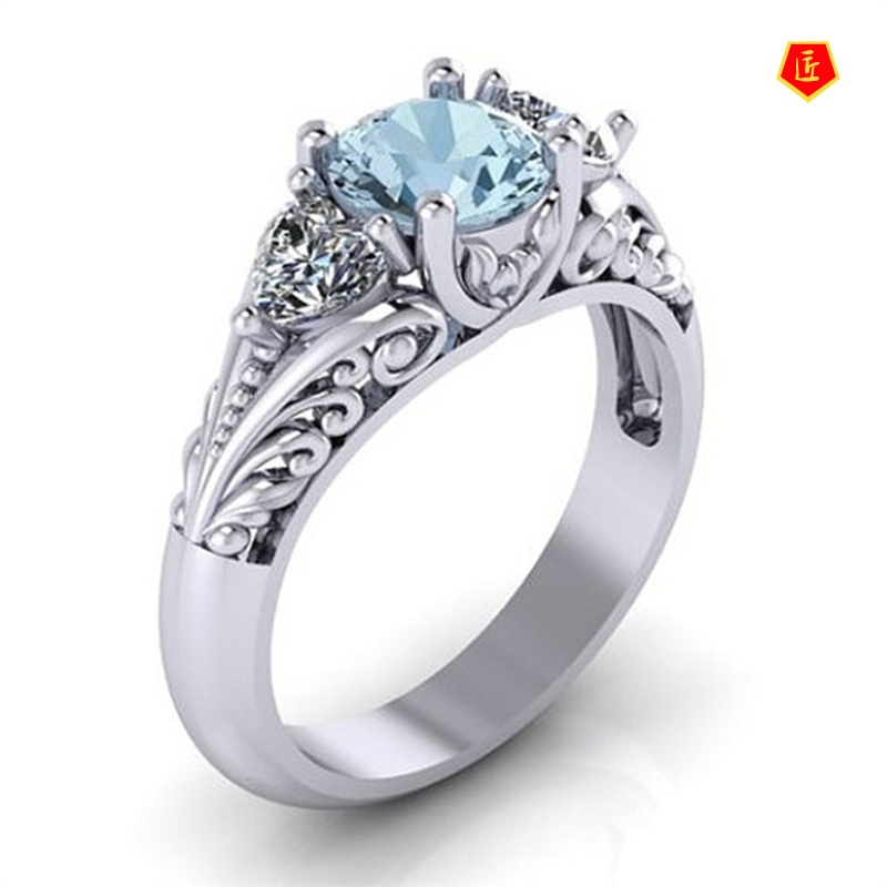 Nhẫn Đính Đá Sapphire Thời Trang Thanh Lịch Cho Nữ