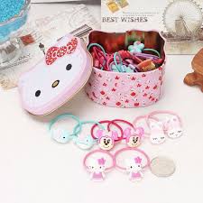 Hộp 40 dây cột tóc đủ màu xinh xắn cho bé Hello Kitty