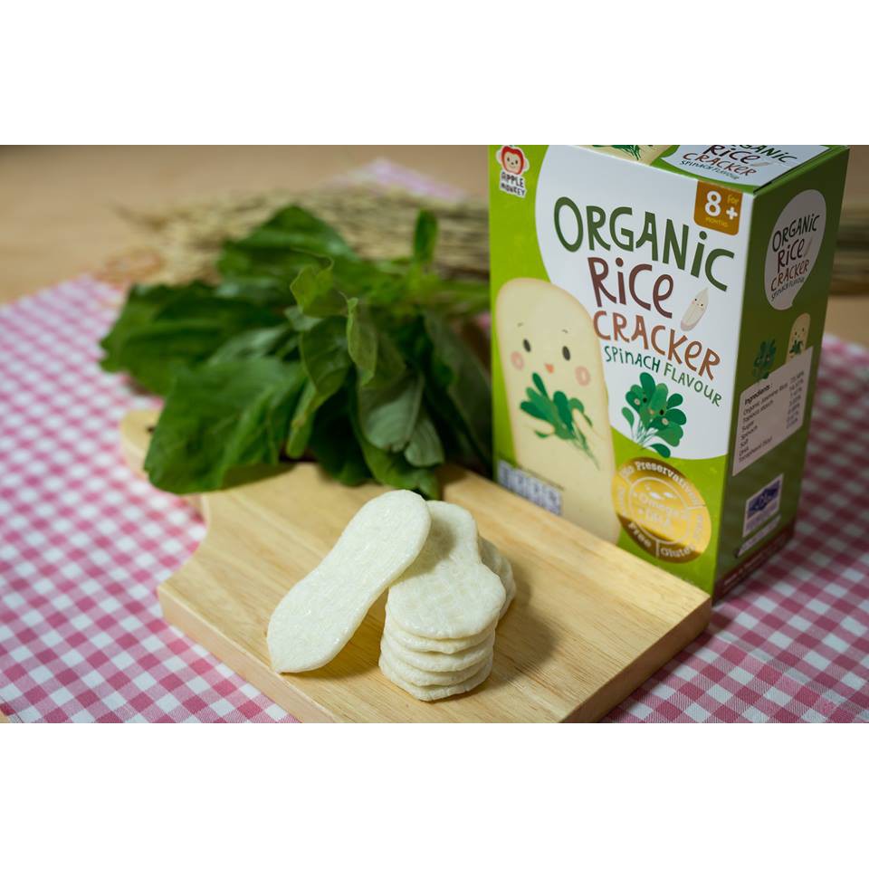 Bánh gạo ăn dặm hữu cơ vị Rau Bina bổ sung Omega 3 & DHA