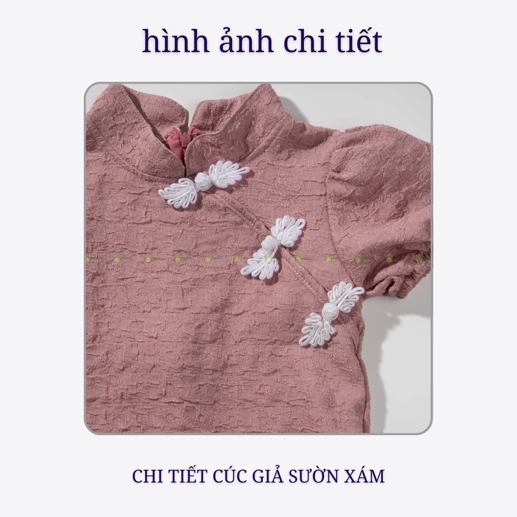 [VÁY MẶC TẾT] Váy Sườn Xám Bé Gái Đính Cúc Ngực Kèm Túi Cực Xinh, Váy Cho Bé Mặc Đi Chơi CK45