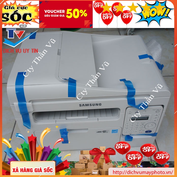 Máy in đa chức năng samsung SCX - 3406FW in photocopy scan wifi hộp mực mới máy đẹp trên 90% like new