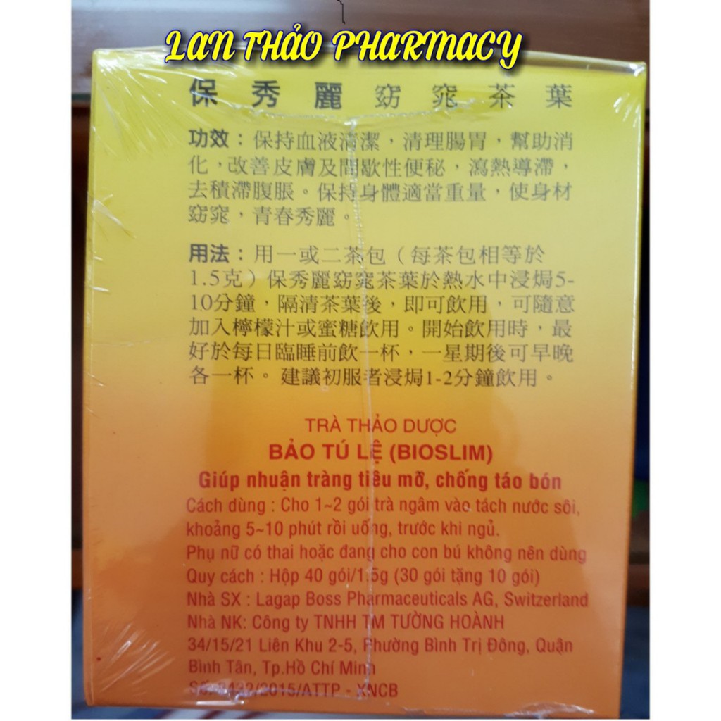 Trà Bioslim Hộp 40 Gói Chính Hãng Giá Tốt - trà bảo tú lệ