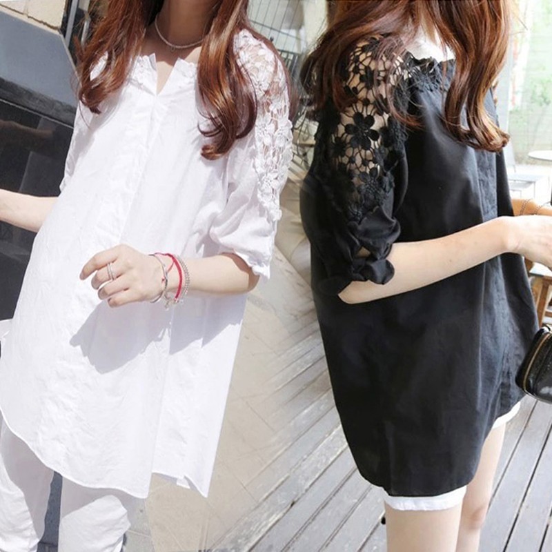 Áo Thun Cotton Tay Lửng Thời Trang Mùa Hè Hàn Quốc Dành Cho Mẹ Bầu