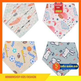 Khăn yếm tam giác cotton có cúc bấm hai lớp mềm mại cho bé