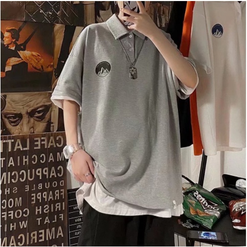 Áo Thun Polo Tay Ngắn Dáng Rộng Phong Cách Hong Kong Đơn Giản Thời Trang Cho Nam