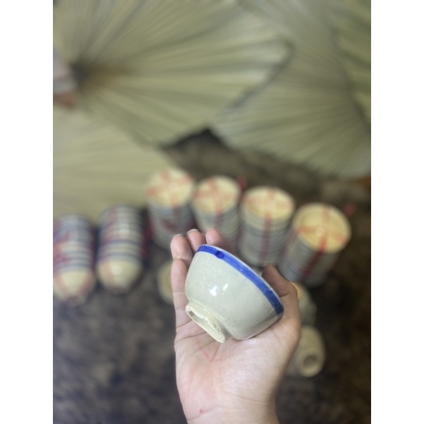Chén bánh bò chỉ xanh phong cách xưa