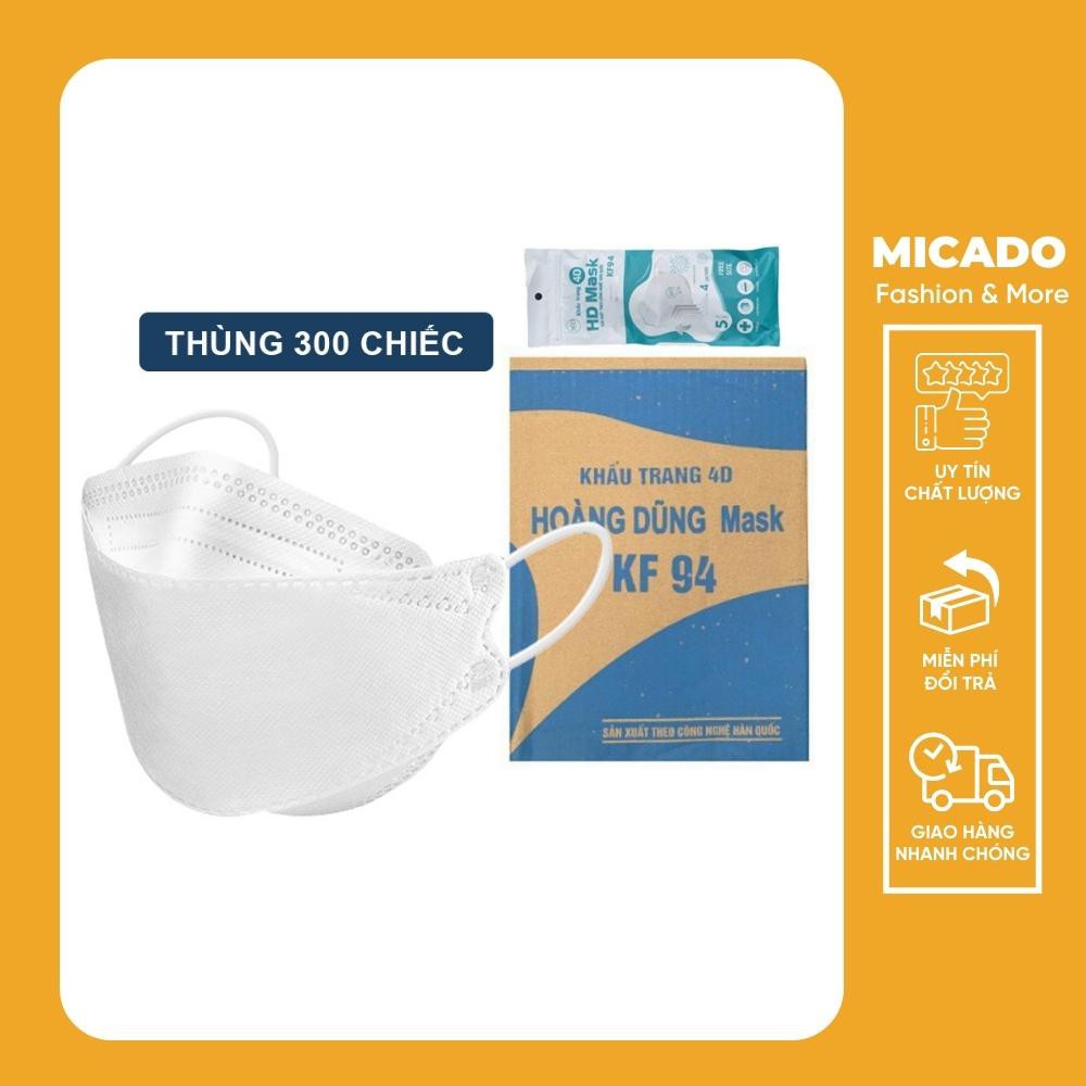Thùng 300 / 200 khẩu trang KF94 hoàng dũng 4 lớp kháng khuẩn chống bụi mịn kf94 4D mask