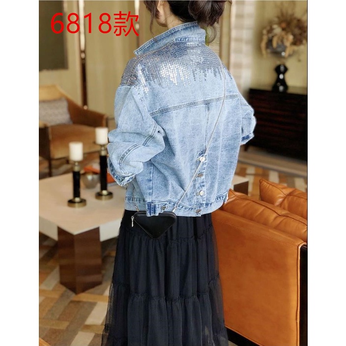 Áo Khoác Jeans Đính Kim Sa Thời Trang Dành Cho Nữ Size s 2022