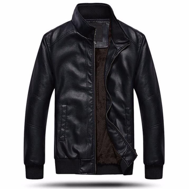 Áo Khoác Da Nam Lót Lông Cao Cấp PHLfashion AD27 Đen hàng VNXK