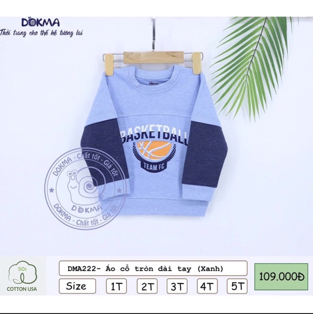 Dokma- Áo cổ tròn dài tay cotton chất nỉ da cá đẹp (1-5y) DMA222