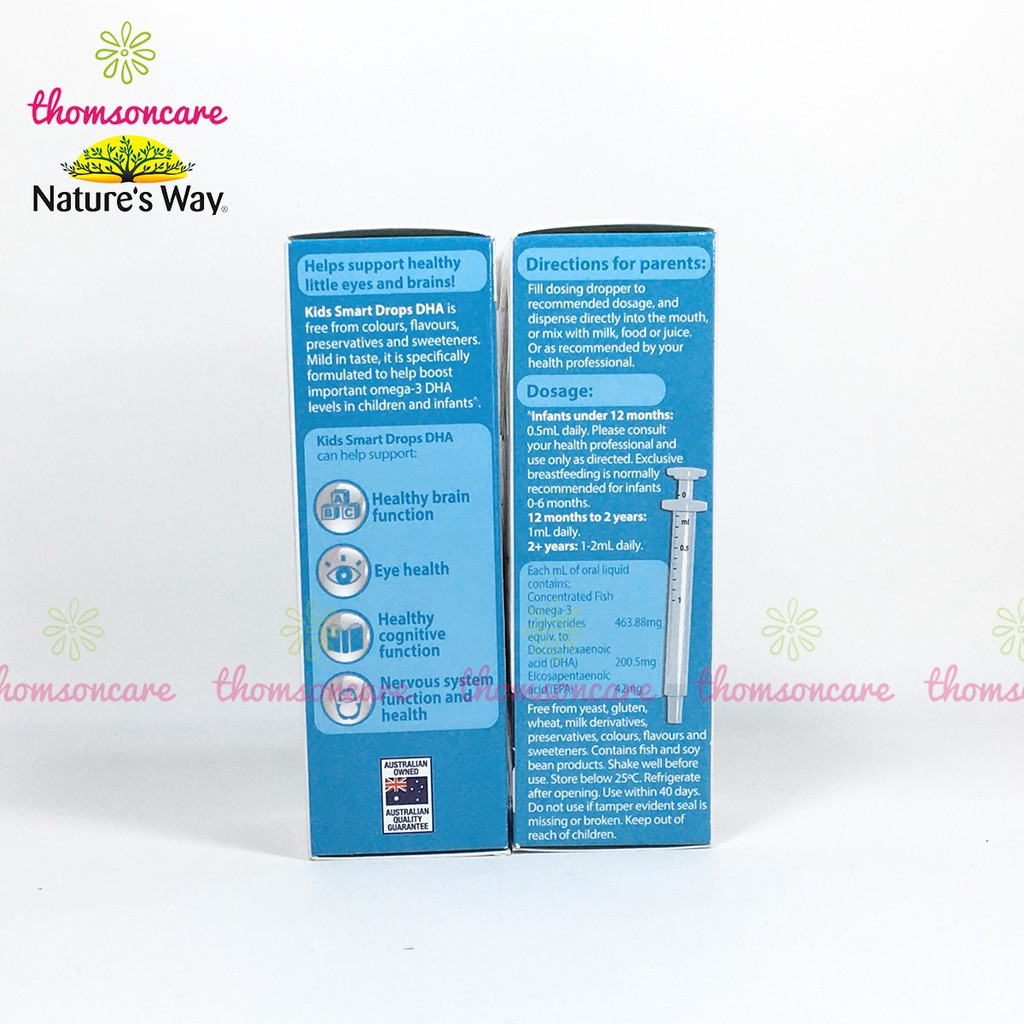 Bổ sung DHA dạng giọt Nature Way Kids Smart Drops DHA lọ 20ml. trẻ thông minh, phát triển não bộ bé từ sơ sinh