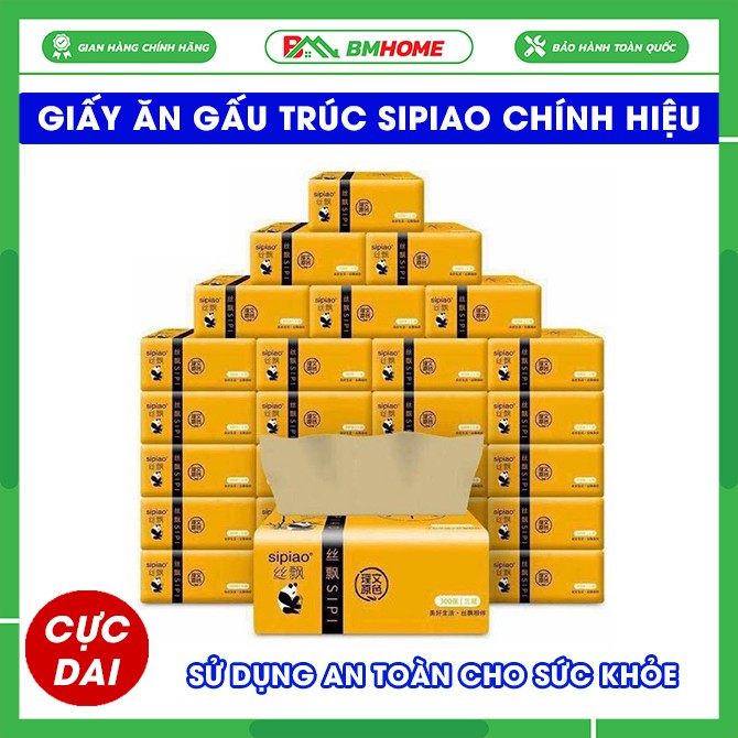 Giấy ăn Gấu trúc Sipiao chính hiệu chất lượng cao an toàn cho sức khỏe - Giấy năn Gói 300 tờ dùng được lâu