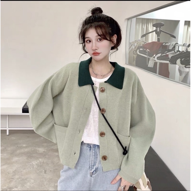 Áo cadigan len cổ vuông 3 màu |JIMIEE CLOTHES - ảnh thật ở cuối