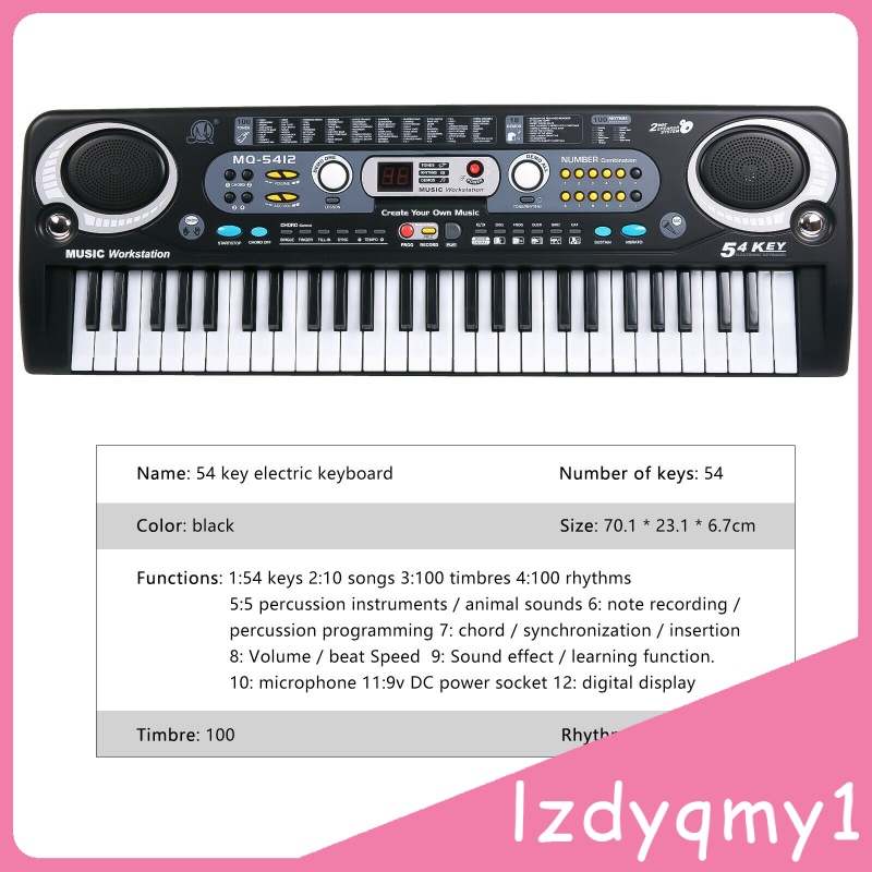 Pretty  54-Key USB Keyboard Musicial Instruments Electric Digital Piano for Kids