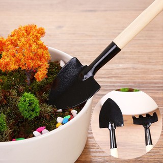 Bộ 3 dụng cụ làm vườn mini sắt gỗ U06 Dụng cụ làm vườn mini tiện dụng HGDU06