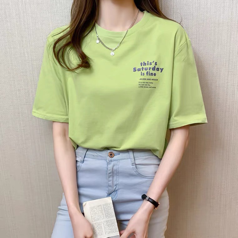 Áo phông nam nữ tay lỡ in chữ saturday, thun cotton dày dặn freesize dưới 75kg