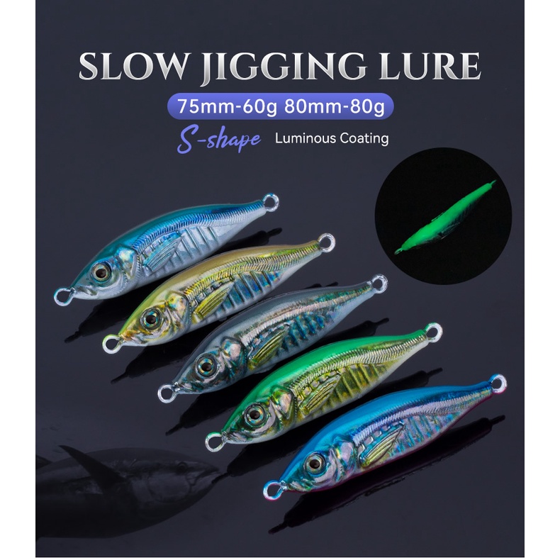 Mồi câu cá Kingdom 60g 75mm/ 80g 80mm phủ kim loại cứng phát sáng