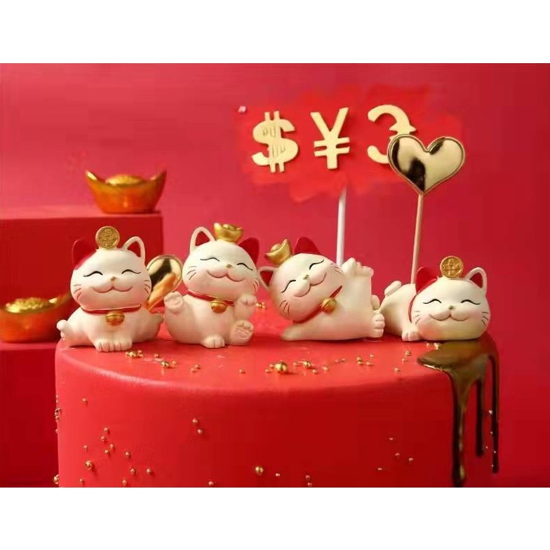 Decor bàn tượng mèo thần tài tạo dáng vui nhộn, trang trí xe hơi