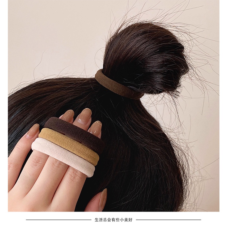 Hộp 20 cái chun / thun cột tóc cao su màu đen/xanh/đỏ/nâu BT10