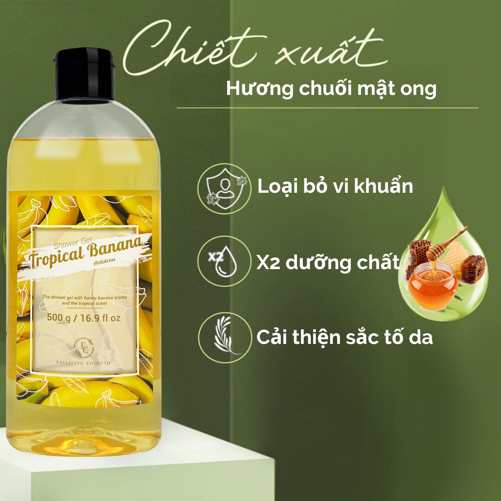 Sữa tắm dưỡng sáng da EXCLUSIVE COSMETIC Cream Shower Tropical Banana 500ml