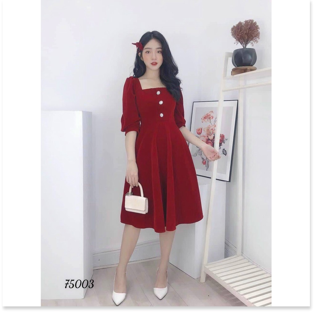 ĐẦM FORD DÁNG XÒE QUA GỐI,HỌA TIẾT TRƠN NHƯNG KHÔNG KẾM PHẦN SANG TRỌNG LANA FASHION