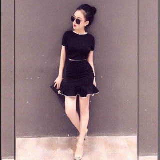 Sét áo croptop chân cáy đuôi cá HANA58