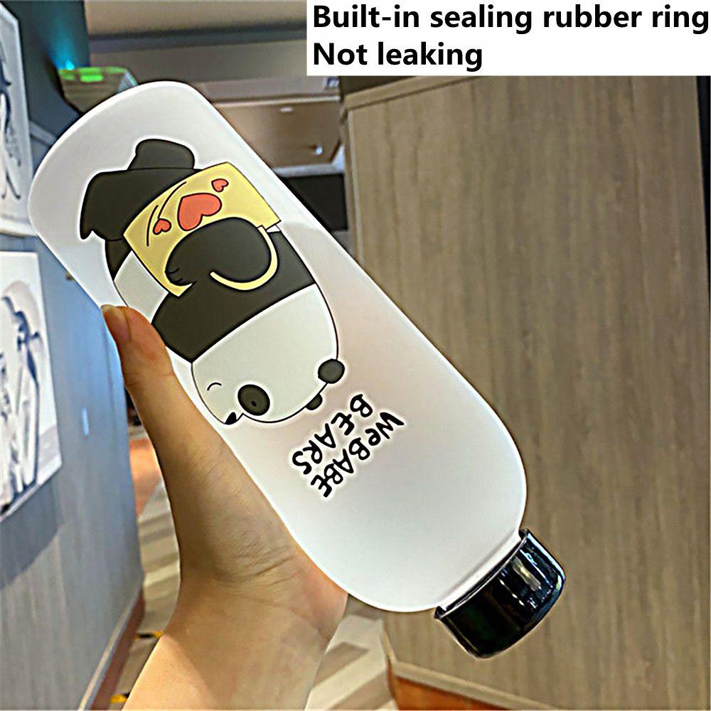 Bình Nước Nhựa Trong Suốt 1000ML Kèm Ống Hút In Hoạ Tiết Hoạt Hình Xinh Xắn