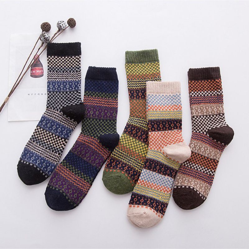 Vớ Len Cashmere Dày Giữ Ấm Thoải Mái Phong Cách Vintage Cho Nam xiangbao 5 Ps