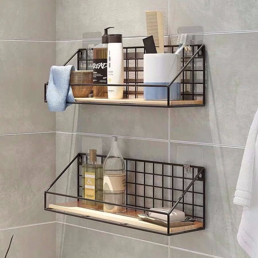 Kệ Treo Tường Có Lưới Chắn Tiện Lợi Dành Cho Nhà Bếp, Phòng Tắm, Trang Trí Nhà Cửa Size L