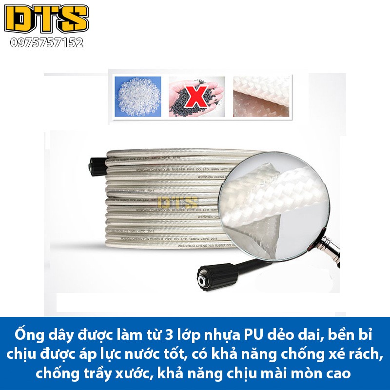 20m Dây rửa xe cao áp cho máy xịt rửa áp lực - Ren trong 22mm