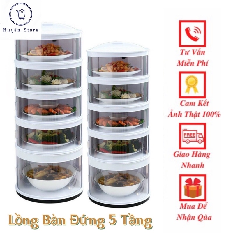 Lồng Bàn Đứng 5 Tầng Giữ Nhiệt, Chống Bụi Bẩn, Chống Côn Trùng