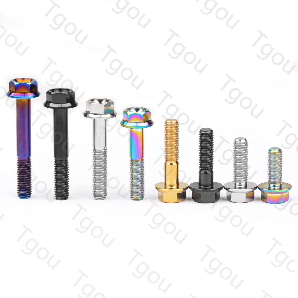 Tgou Bu lông titan M8X15/20/25/30/35/40/45/50/55mm Đầu pháp hình lục giác DIN6921 Bu lông vít xe đạp