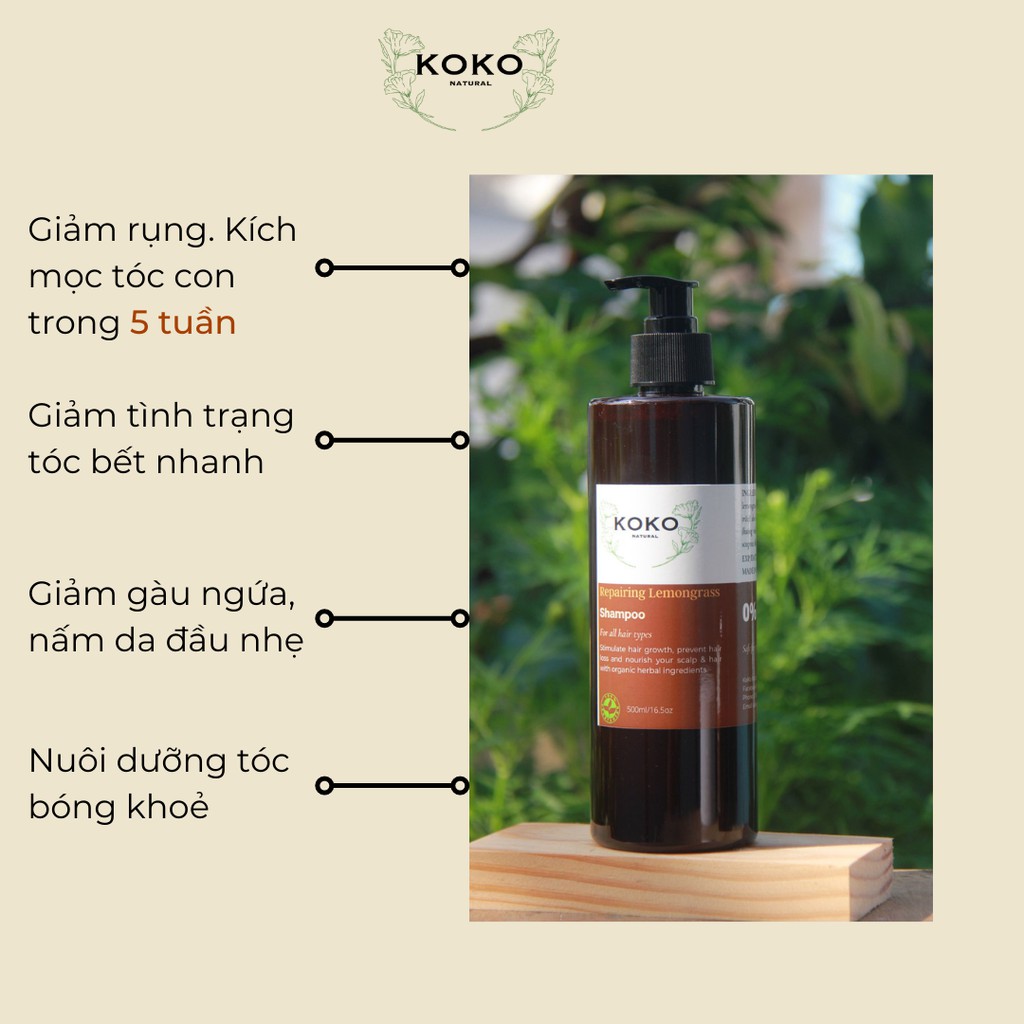 Dầu gội thảo dược bồ kết kích thích mọc tóc nhanh và giảm rụng tóc - KoKo Natural Official