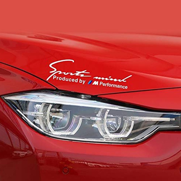 Decal tem chữ Sport mind produced by Performance dán capo thân xe ô tô