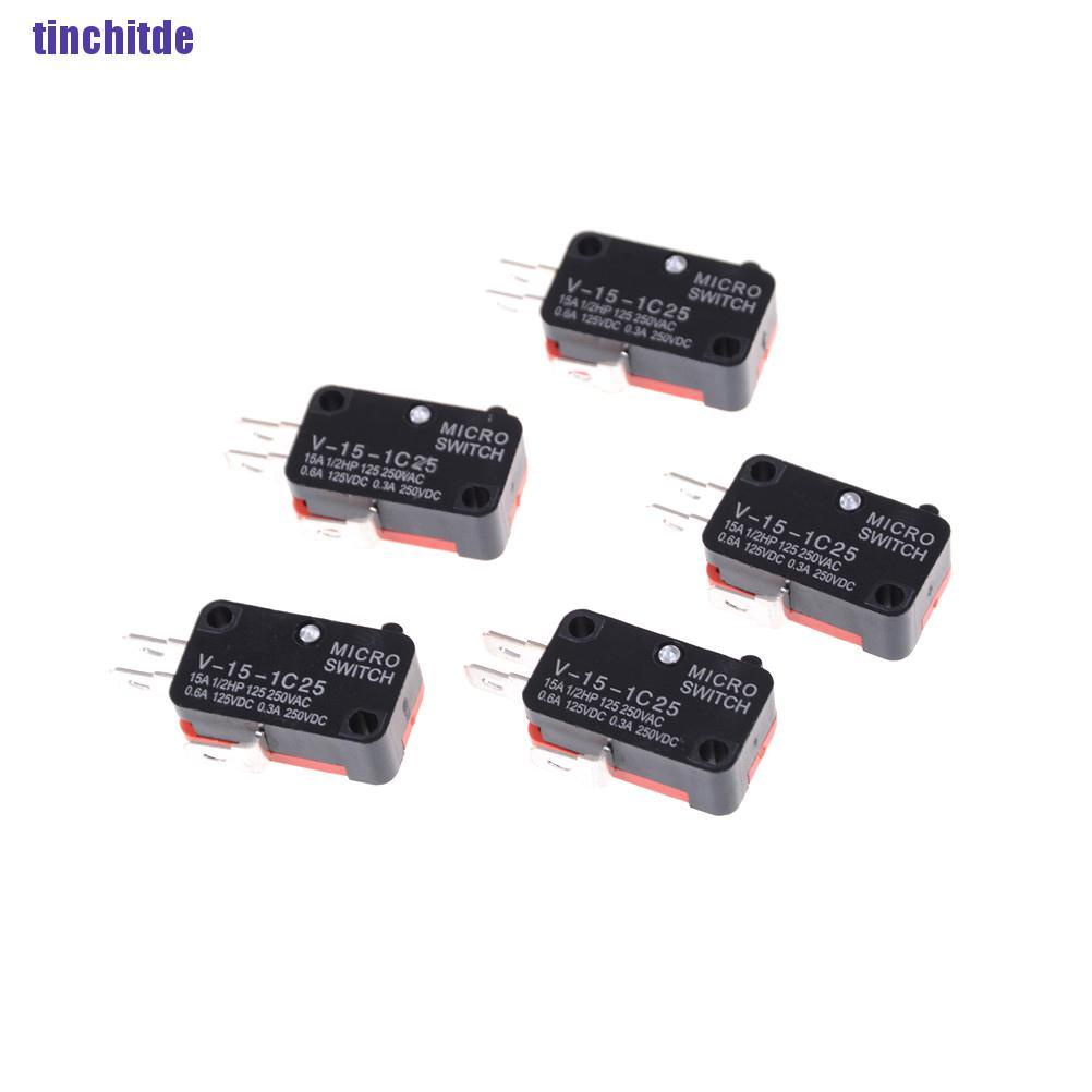 Bộ 5 Linh Kiện Điện Tử micro V-15-1C25 Kw9-0 15A 125 / 250Vac Chất Lượng Cao