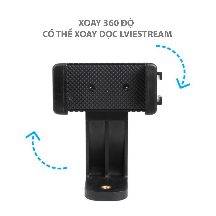 Kẹp điện thoại lò xo xoay 360 độ ngang – dọc (hỗ trợ livestream)