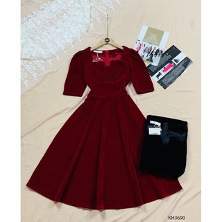 bán sỉ váy nhung đỏ đen