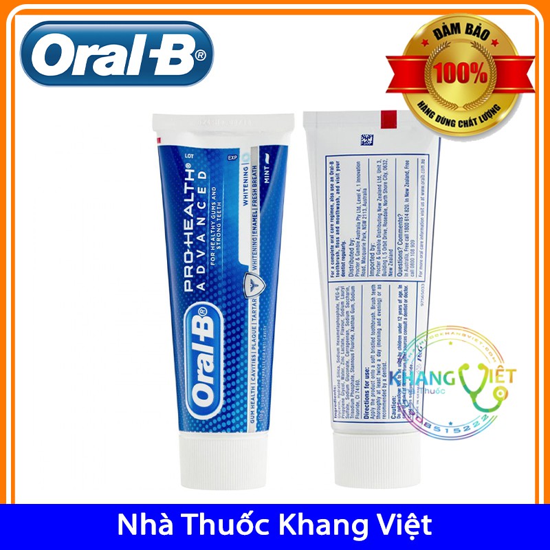 Kem đánh trắng răng Oral-B whitening 110g[ÚC]
