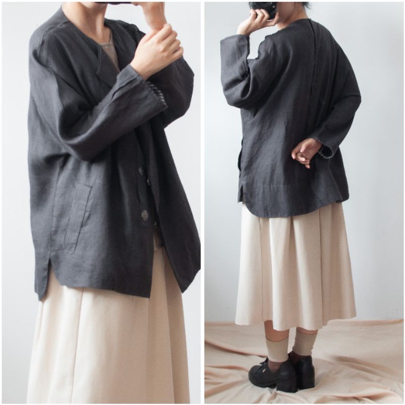 Khoác linen xám