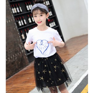 Sét áo phông, chân váy ren dành cho bé gái 15-40kg BV10