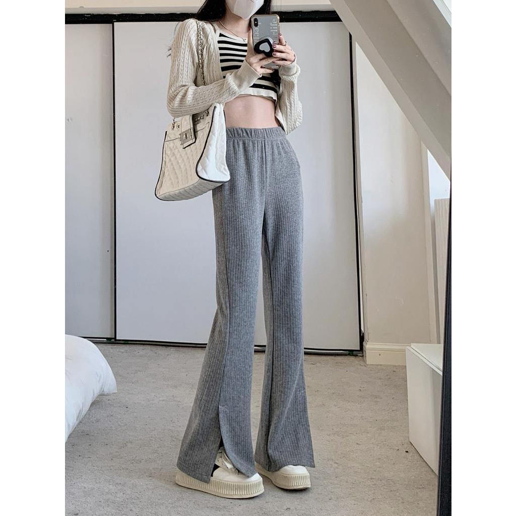 Quần Ống Loe Xẻ Tà Màu Sắc Đơn Giản 61166