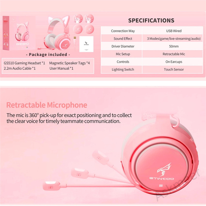 Tai Nghe Chụp Tai SOMIC GS510 USB 7.1 Có Đèn RGB Kèm 4 Vỏ Bảo Vệ Mic Dành Cho Máy Tính Laptop