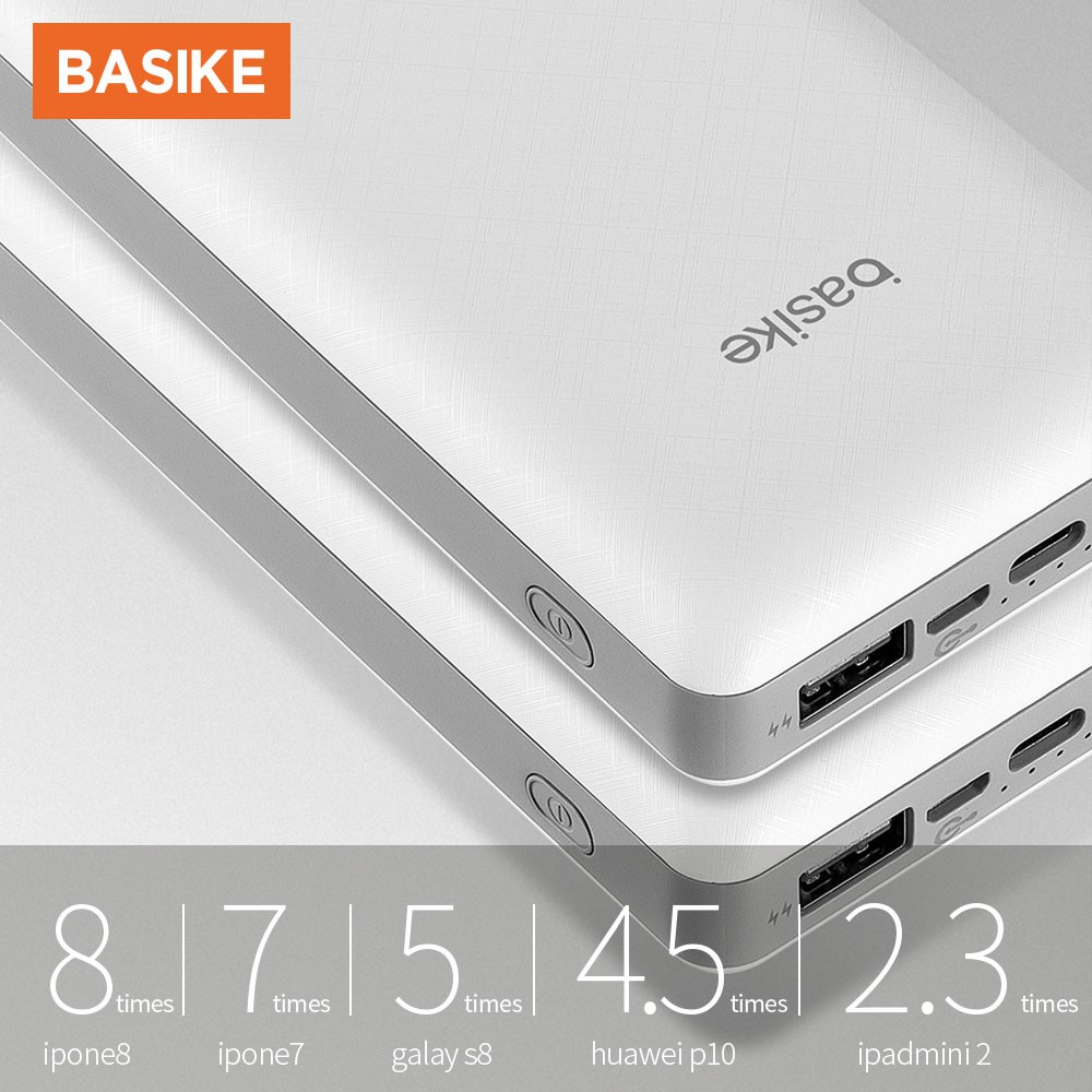 Sạc Dự Phòng BASIKE Đèn LED Hai Đầu Ra 20000mAh Kèm Cáp Sạc