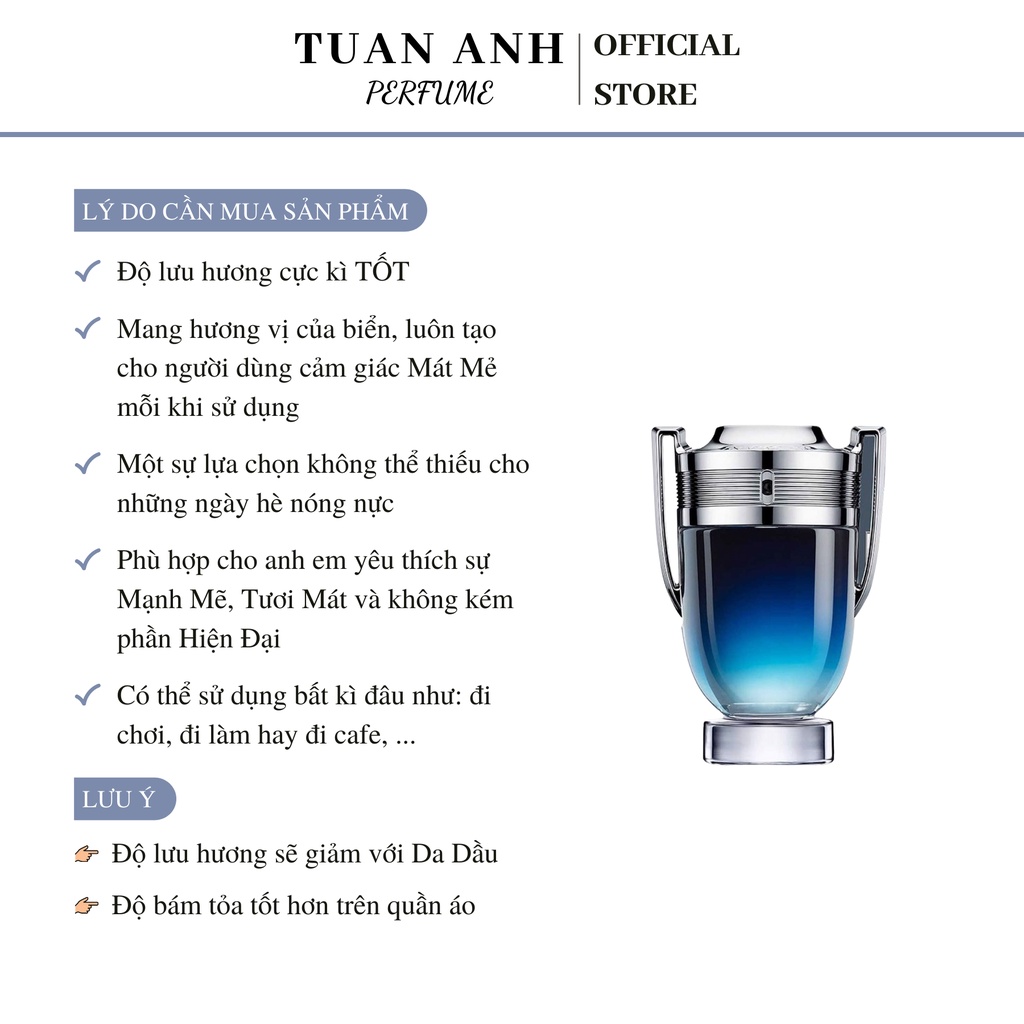Nước hoa nam chính hãng thơm lâu Paco Rabanne Invictus cao cấp TUANANHPERFUME