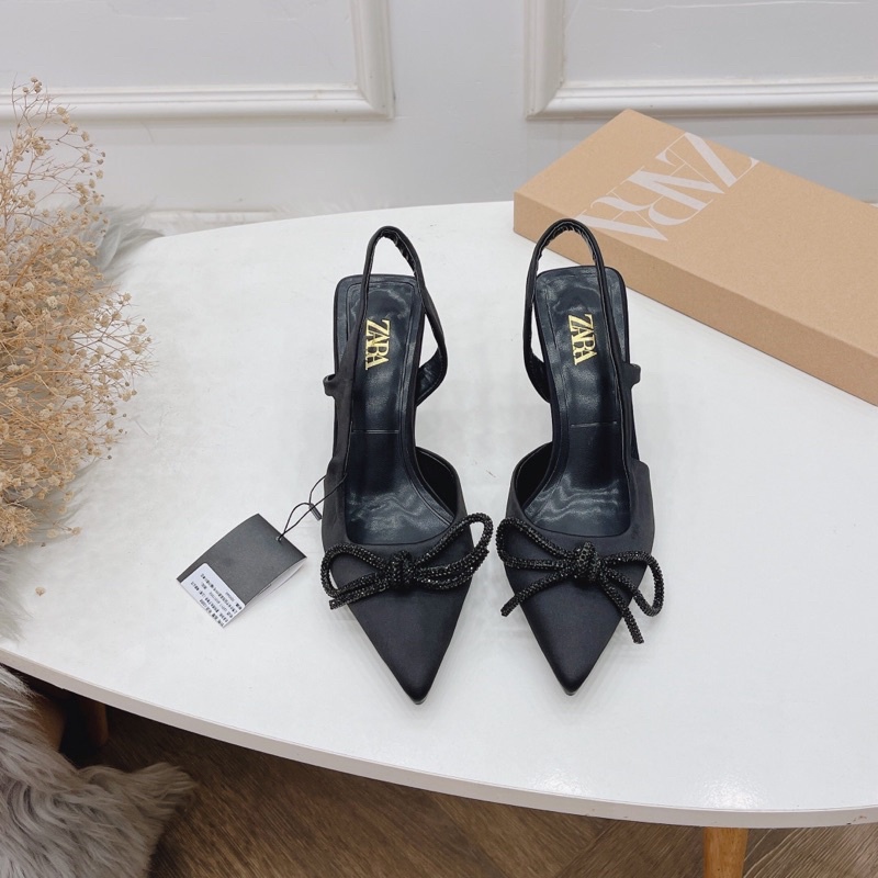 Sandal cao gót lụa nơ đá hàng cao cấp fullbox
