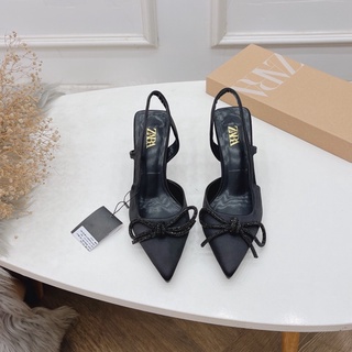 Sandal cao gót lụa nơ đá hàng cao cấp fullbox