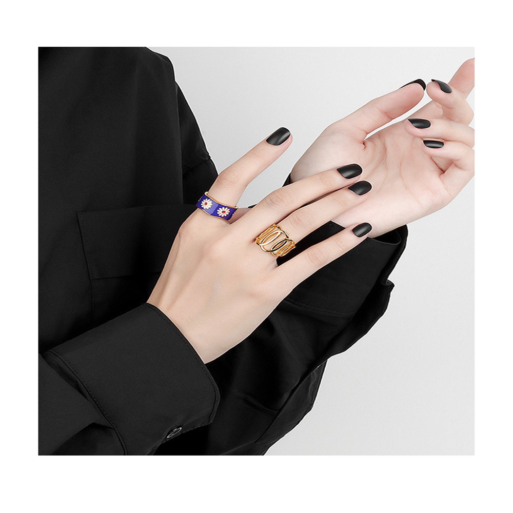 Nhẫn Hở Chất Liệu Hợp Kim Màu Xanh Họa Tiết Hoa Cúc Thời Trang 2021