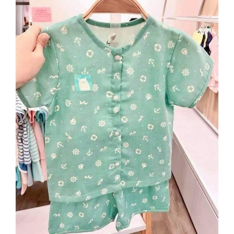 [Xả Hàng Lullaby] BỘ VẢI XÔ CHẤT MÁT-THOÁNG CÀI GIỮA CHO BÉ (Sz 6m-4y)