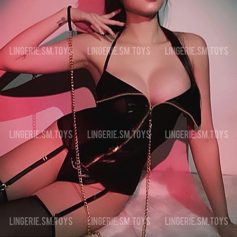 MY9431 Áo Phối Da Kèm Dây Dắt Xích Gợi Cảm | BigBuy360 - bigbuy360.vn