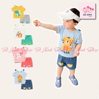 Quần áo đồ bộ bé trai bé gái cộc tay thun lạnh Minky Mom  Đồ bộ quần áo trẻ em nam nữ mùa hè Minky ĐỒ THÚ 2